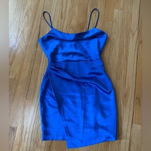 Royal Blue Cowl Neck Zara Pleated Mini Dress NWT